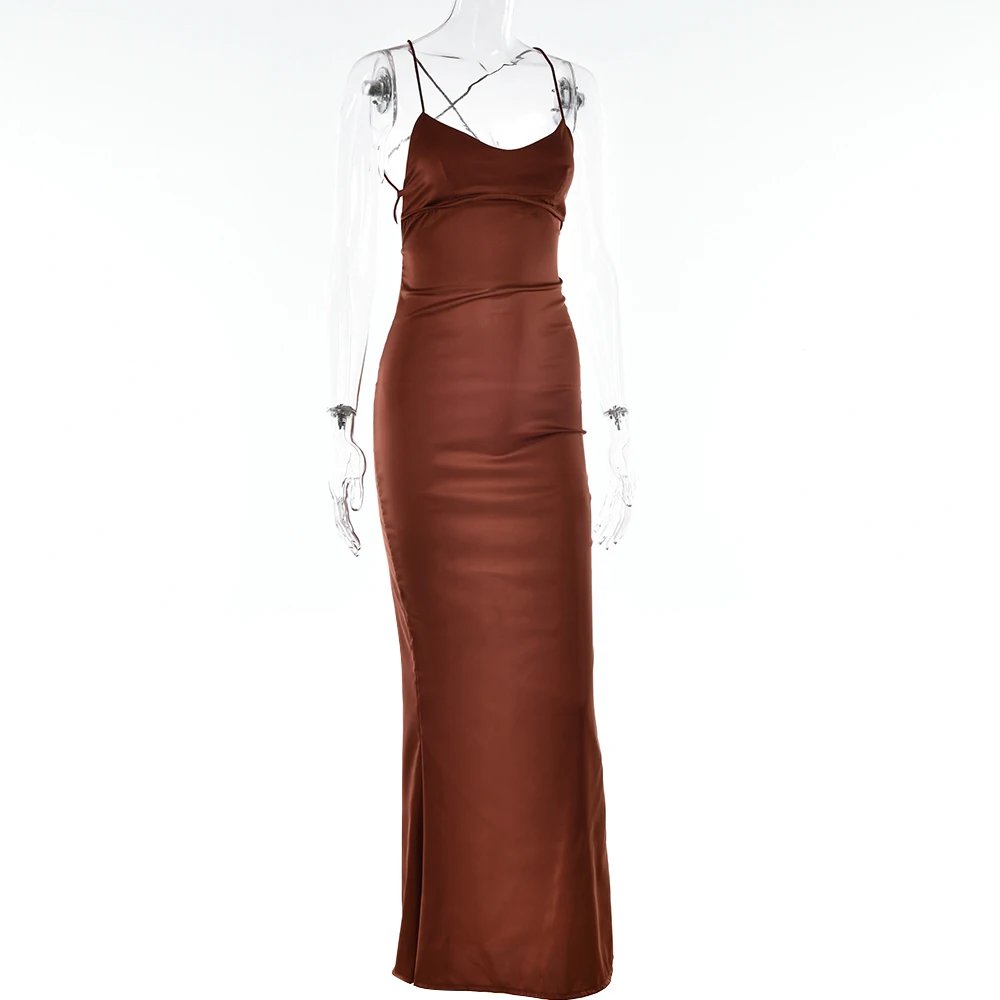 Articat Satin Backless Lace Up Mermaid Slip Dress Women Sweetheart Neck Sexy Slim Bodycon Dresses Elegant Silk Gown Partywear Articat Satin Backless Lace Up Mermaid Slip Dress Women Sweetheart Neck Sexy Slim Bodycon Dresses Elegant Silk Gown Partywear