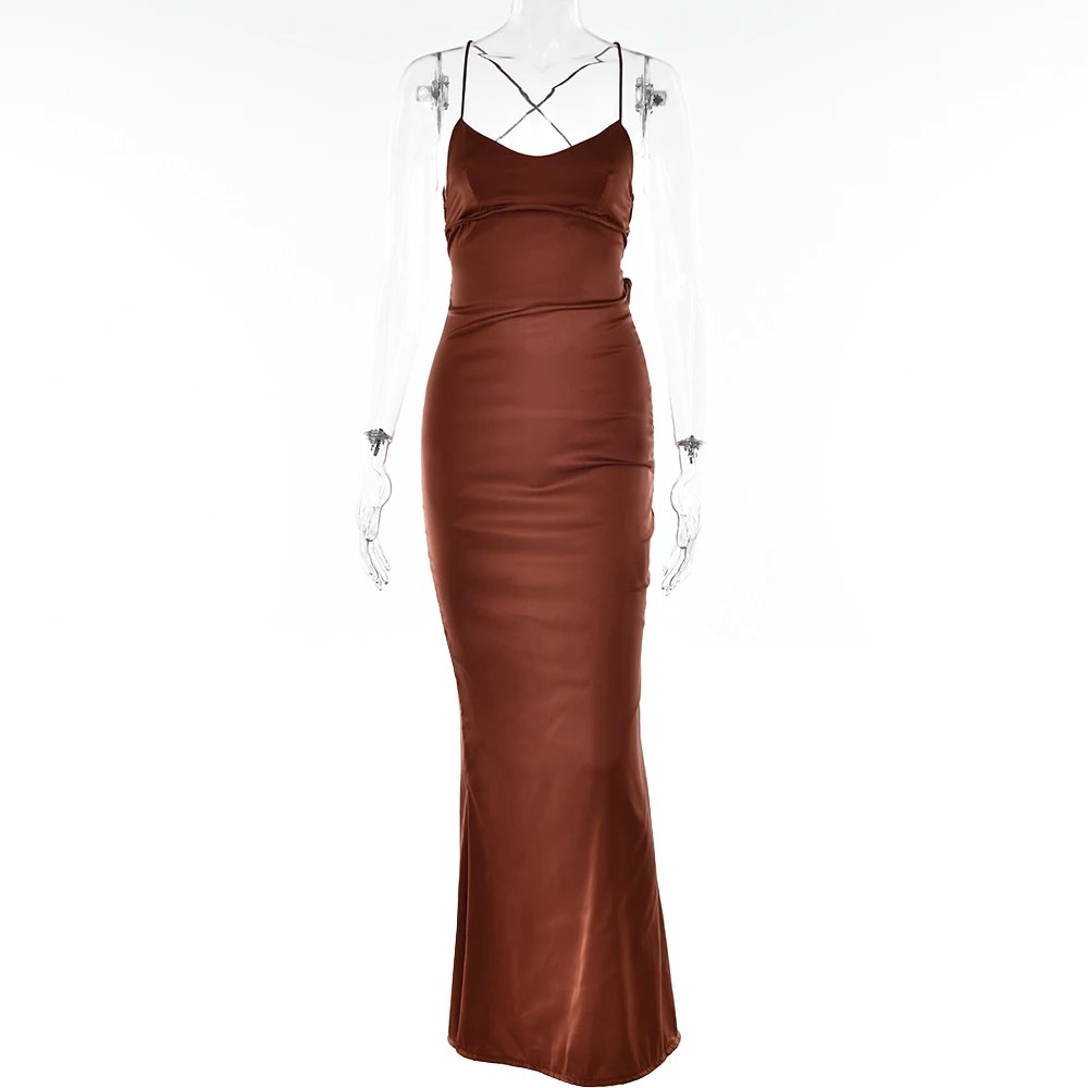 Articat Satin Backless Lace Up Mermaid Slip Dress Women Sweetheart Neck Sexy Slim Bodycon Dresses Elegant Silk Gown Partywear Articat Satin Backless Lace Up Mermaid Slip Dress Women Sweetheart Neck Sexy Slim Bodycon Dresses Elegant Silk Gown Partywear