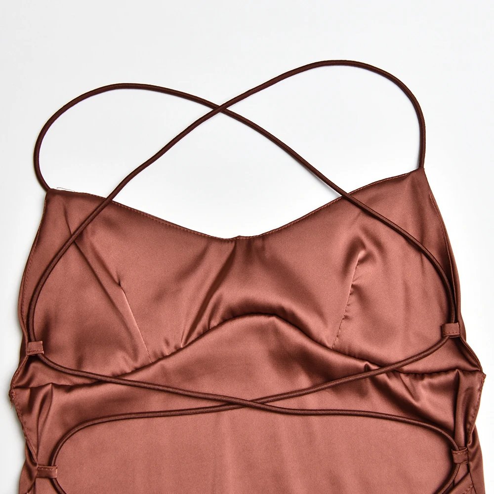 Articat Satin Backless Lace Up Mermaid Slip Dress Women Sweetheart Neck Sexy Slim Bodycon Dresses Elegant Silk Gown Partywear Articat Satin Backless Lace Up Mermaid Slip Dress Women Sweetheart Neck Sexy Slim Bodycon Dresses Elegant Silk Gown Partywear