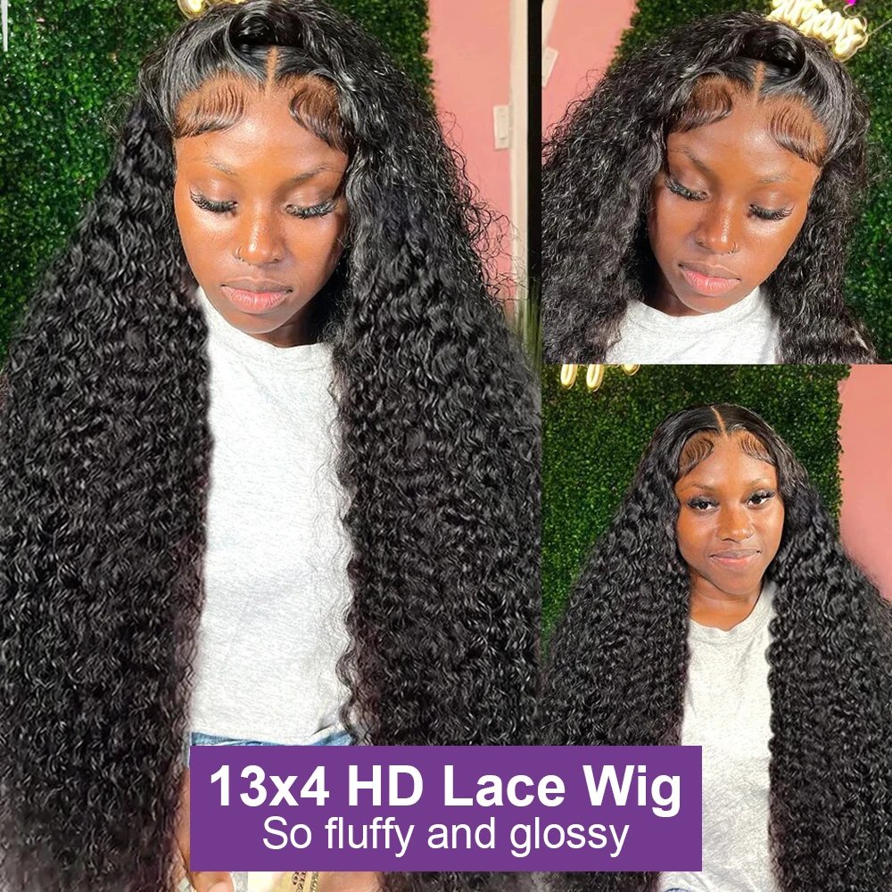 250 Density 13x6 Hd Lace Frontal Wigs Brazilian 32 34 40 Inch Deep Wave Curly Human Hair Wigs 100% For Black Women Preplucked