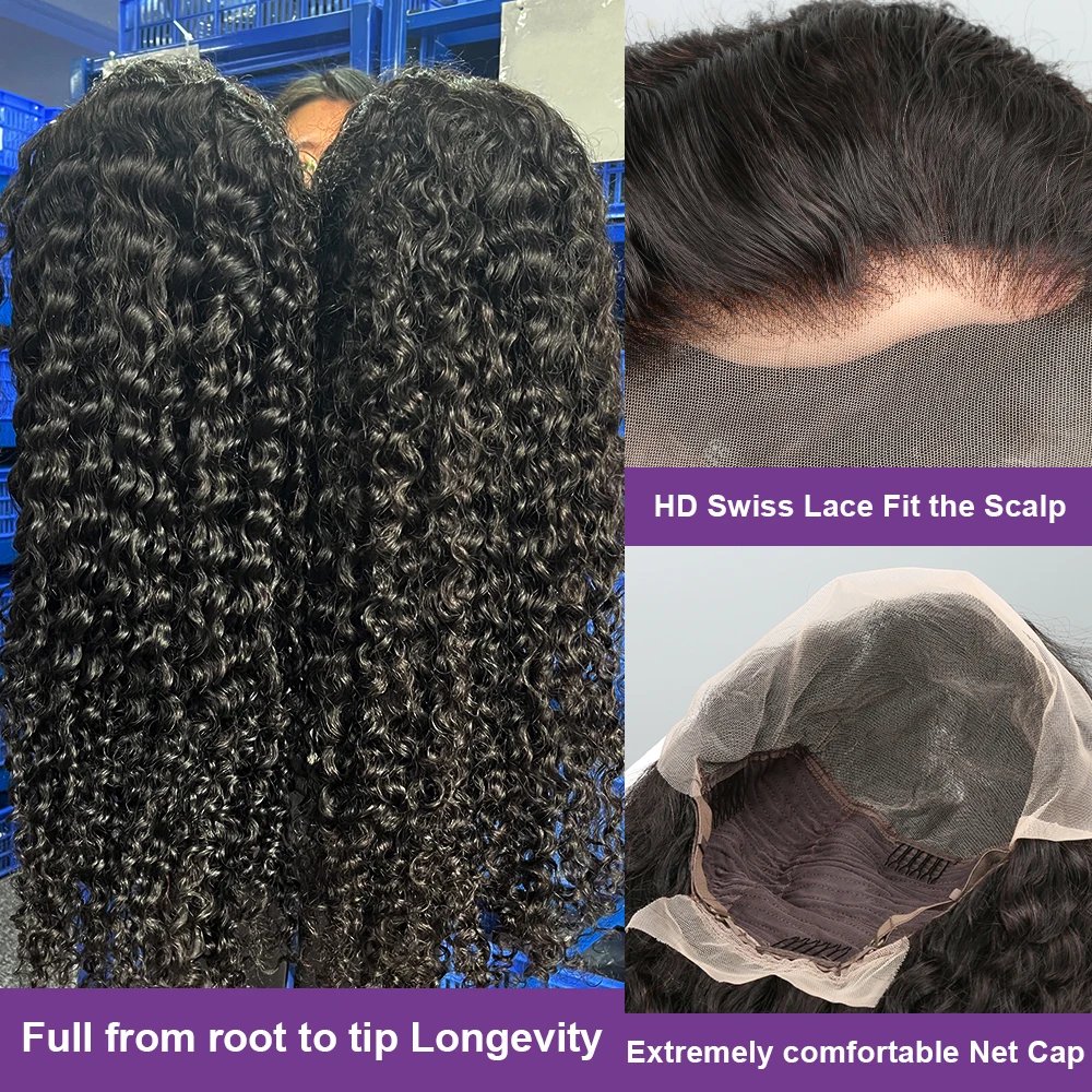 250 Density 13x6 Hd Lace Frontal Wigs Brazilian 32 34 40 Inch Deep Wave Curly Human Hair Wigs 100% For Black Women Preplucked