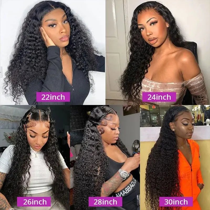 250 Density 13x6 Hd Lace Frontal Wigs Brazilian 32 34 40 Inch Deep Wave Curly Human Hair Wigs 100% For Black Women Preplucked