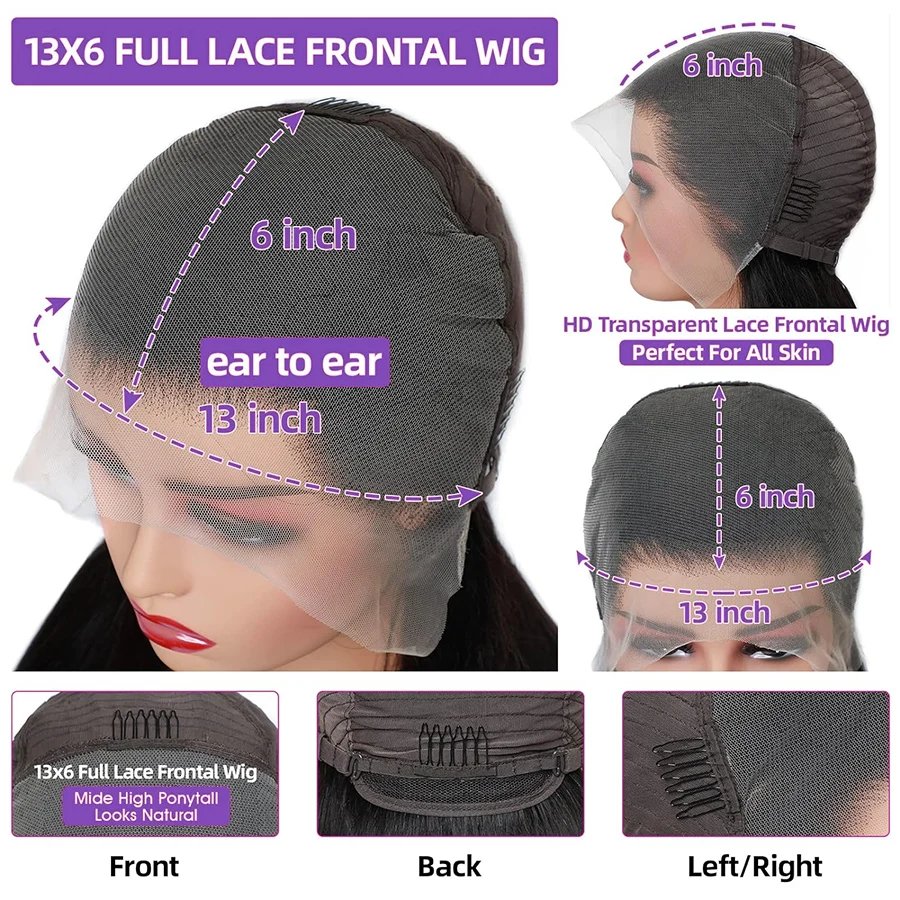 Lemoda 210% Density 13x6 Full Frontal Virgin Human Hair Wigs Body Wave HD Transparent Lace Front Wigs Pre Plucked Brazilian 12A Lemoda 210% Density 13x6 Full Frontal Virgin Human Hair Wigs Body Wave HD Transparent Lace Front Wigs Pre Plucked Brazilian 12A
