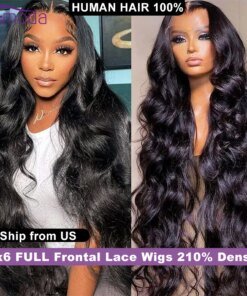 Lemoda 210% Density 13x6 Full Frontal Virgin Human Hair Wigs Body Wave HD Transparent Lace Front Wigs Pre Plucked Brazilian 12A