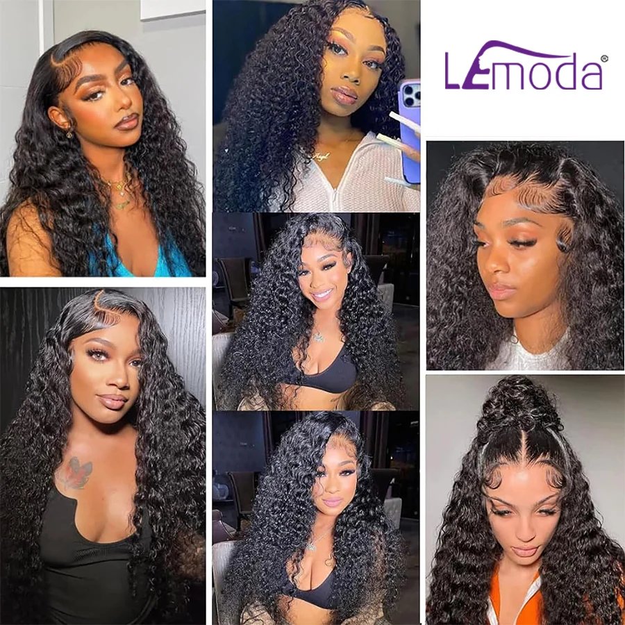 13x6 HD Lace Frontal Wig Deep Wave 250 Density SKINLIKE Real HD Lace Wig Virgin Hair Pre plucked 13x4 Lace Wig Human Hair Lemoda