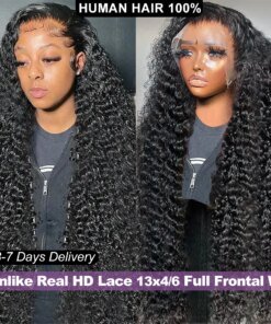 13x6 HD Lace Frontal Wig Deep Wave 250 Density SKINLIKE Real HD Lace Wig Virgin Hair Pre plucked 13x4 Lace Wig Human Hair Lemoda