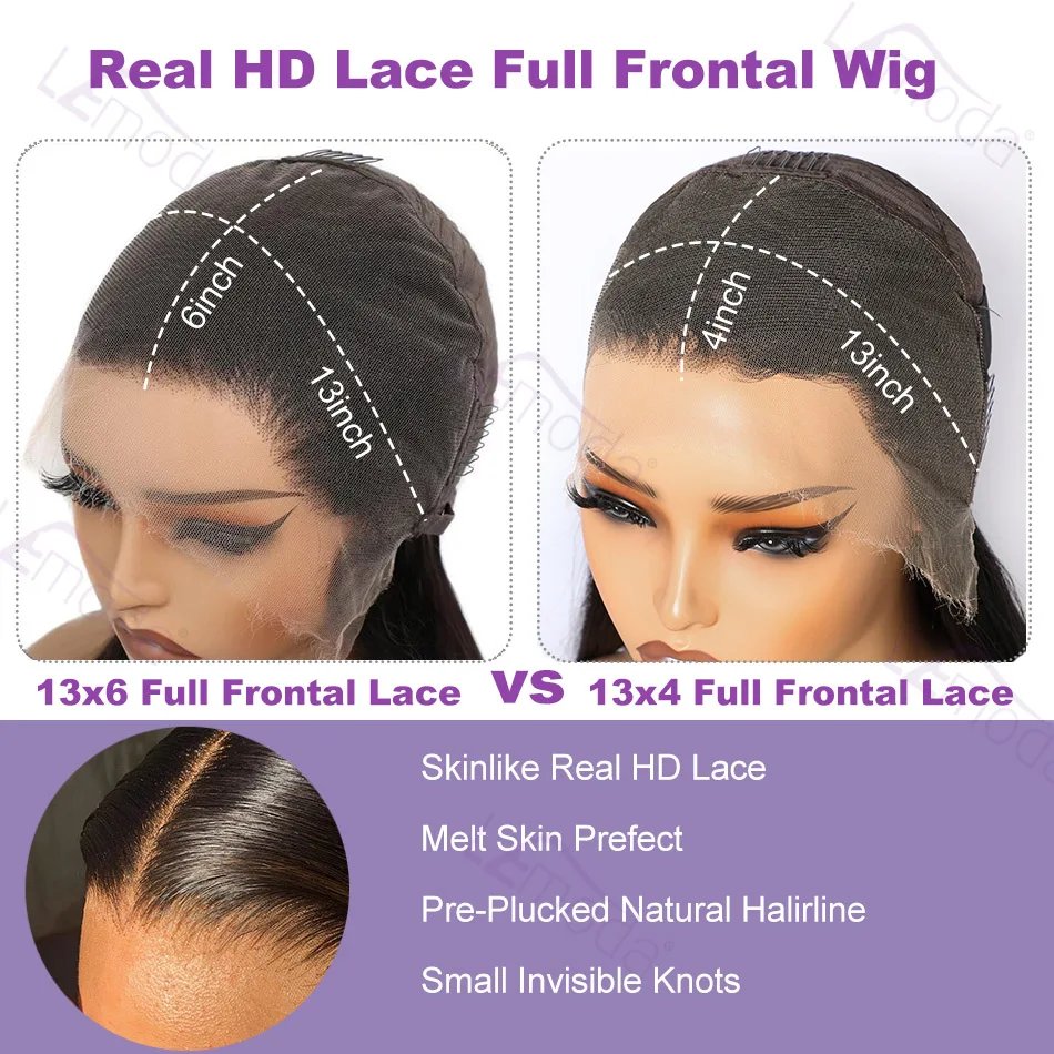 13x6 HD Lace Frontal Wig Deep Wave 250 Density SKINLIKE Real HD Lace Wig Virgin Hair Pre plucked 13x4 Lace Wig Human Hair Lemoda 13x6 HD Lace Frontal Wig Deep Wave 250 Density SKINLIKE Real HD Lace Wig Virgin Hair Pre plucked 13x4 Lace Wig Human Hair Lemoda