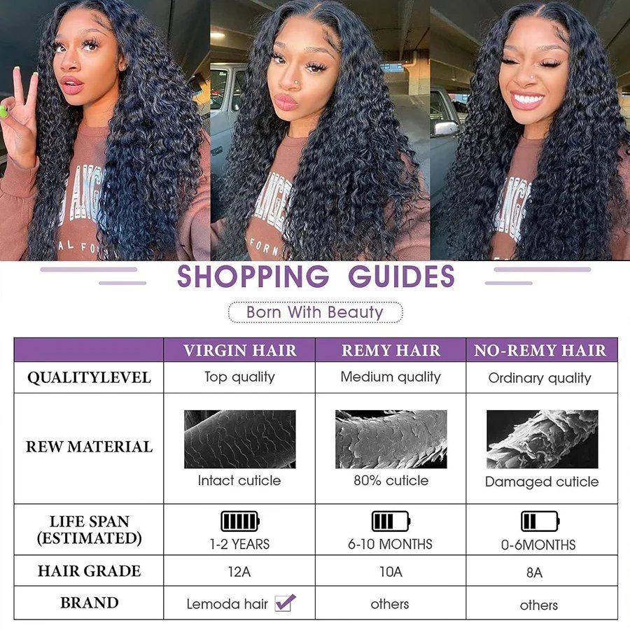 13x6 HD Lace Frontal Wig Deep Wave 250 Density SKINLIKE Real HD Lace Wig Virgin Hair Pre plucked 13x4 Lace Wig Human Hair Lemoda 13x6 HD Lace Frontal Wig Deep Wave 250 Density SKINLIKE Real HD Lace Wig Virgin Hair Pre plucked 13x4 Lace Wig Human Hair Lemoda