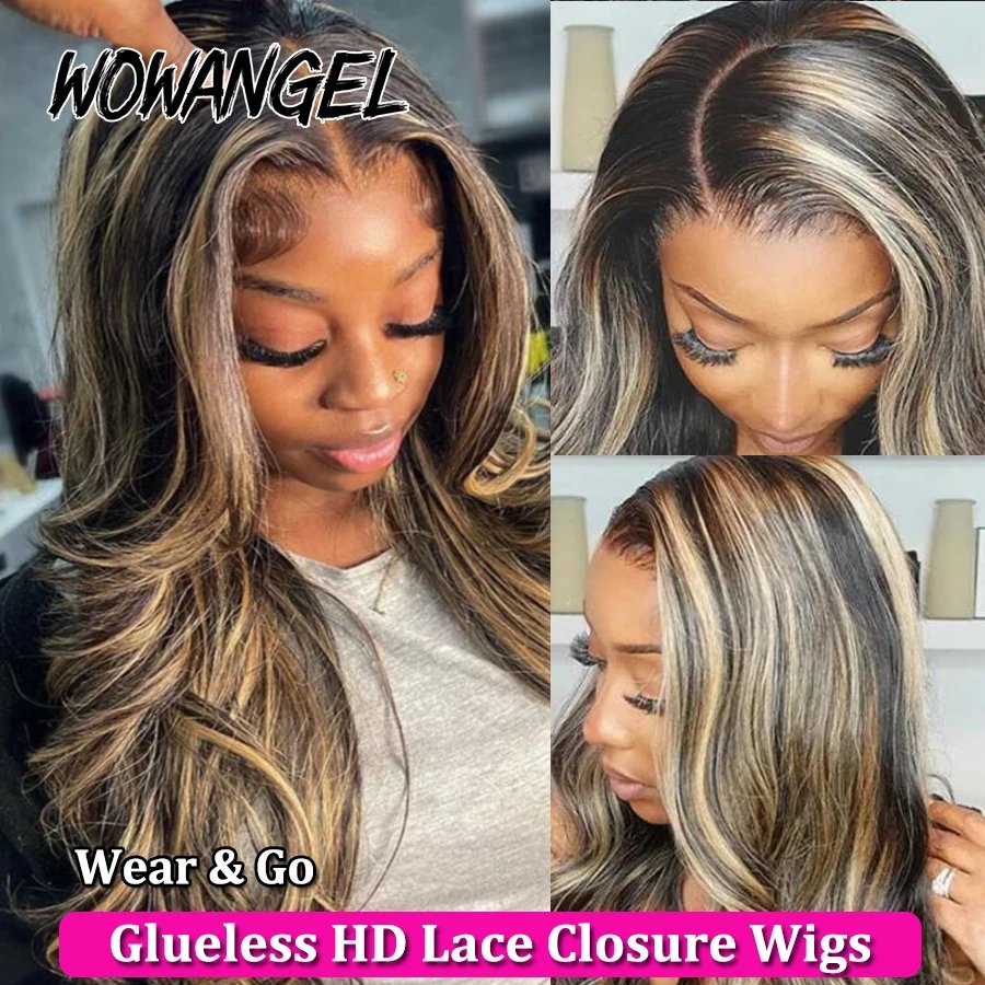 Wow Angel 34inch Highlight Body Wave Wigs 5X5 HD Lace Closure Wig Honey Blonde 250% Glueless Wig Human Hair Ready to Wear Wigs Wow Angel 34inch Highlight Body Wave Wigs 5X5 HD Lace Closure Wig Honey Blonde 250% Glueless Wig Human Hair Ready to Wear Wigs