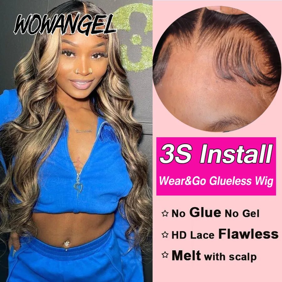 Wow Angel 34inch Highlight Body Wave Wigs 5X5 HD Lace Closure Wig Honey Blonde 250% Glueless Wig Human Hair Ready to Wear Wigs Wow Angel 34inch Highlight Body Wave Wigs 5X5 HD Lace Closure Wig Honey Blonde 250% Glueless Wig Human Hair Ready to Wear Wigs