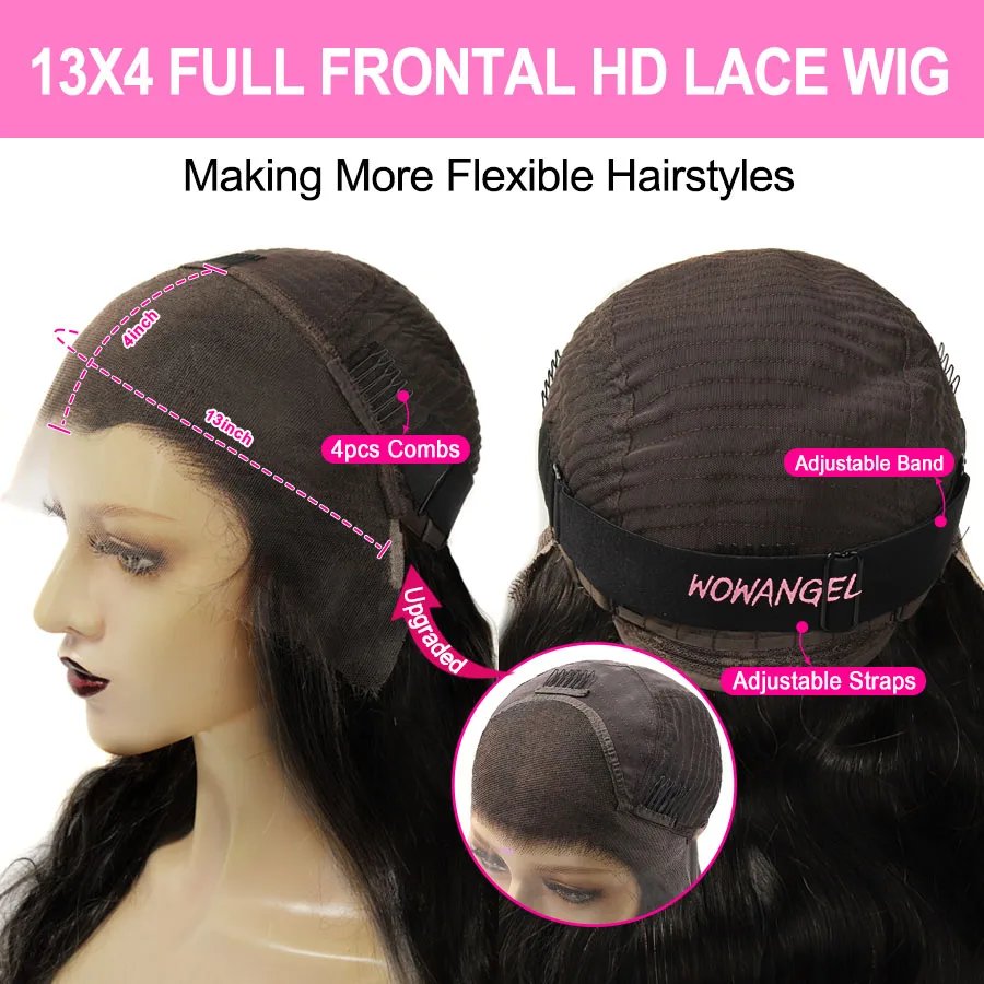 Wowangel 13x6 Full Lace Frontal Wig HD Lace Frontal Wigs Body Wave Human Hair Wigs 250% HD Lace Closure Wigs Melt Skins Glueless Wowangel 13x6 Full Lace Frontal Wig HD Lace Frontal Wigs Body Wave Human Hair Wigs 250% HD Lace Closure Wigs Melt Skins Glueless