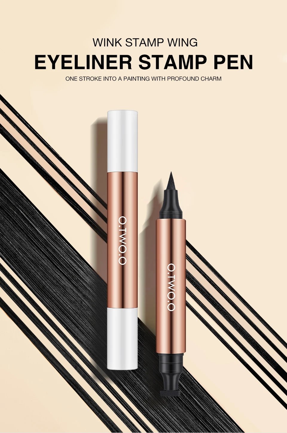 O.TWO.O Eyeliner Stamp Black Liquid Eyeliner Pen Waterproof Fast Dry Double-ended Eye Liner Pencil Make-up for Women Cosmetics O.TWO.O Eyeliner Stamp Black Liquid Eyeliner Pen Waterproof Fast Dry Double-ended Eye Liner Pencil Make-up for Women Cosmetics
