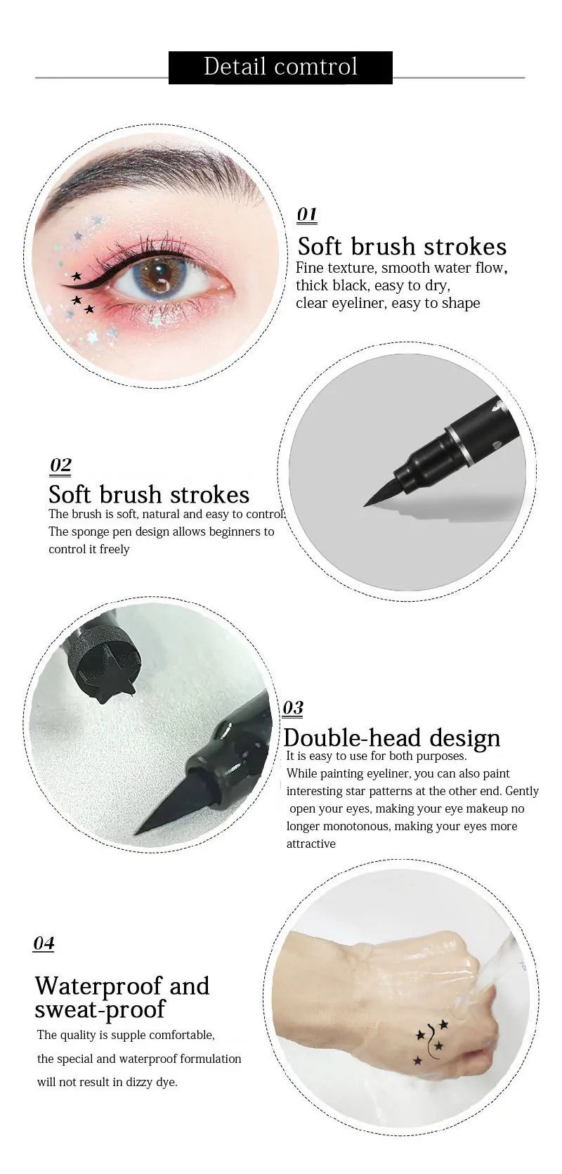 Liquid Eyeliner Stamp Marker Pen Waterproof Long Lasting Double-ended Cosmetic Makeup Eye Liner Liquid Eyeliner Stamp Marker Pen Waterproof Long Lasting Double-ended Cosmetic Makeup Eye Liner
