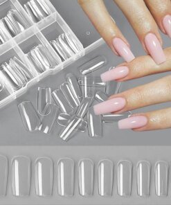 60/100Pcs Press on False Nails Capsule Gel Nails Extension System Nail Tips Coffin French Quick Building Mold Tool