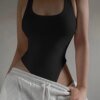 Sleeveless Knit Bodysuit Hot Summer Sexy Bodycon Off Shoulder Halter Tops Casual Street Bodice For Women ClubWear