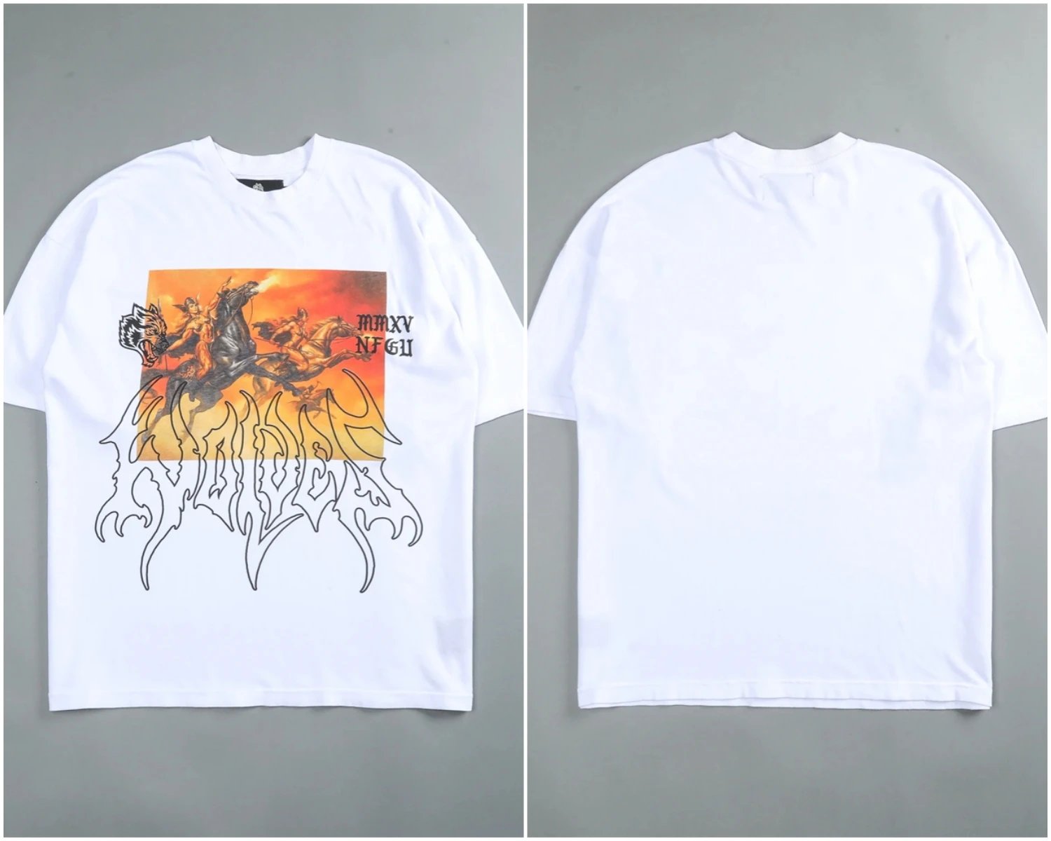 WOLVES OVERSIZED TEE Men's Hip Hop 230gsm T-shirt Summer 100% Cotton Brand Printed Men's T-shirt Street Unisex Short Sleeve Tops