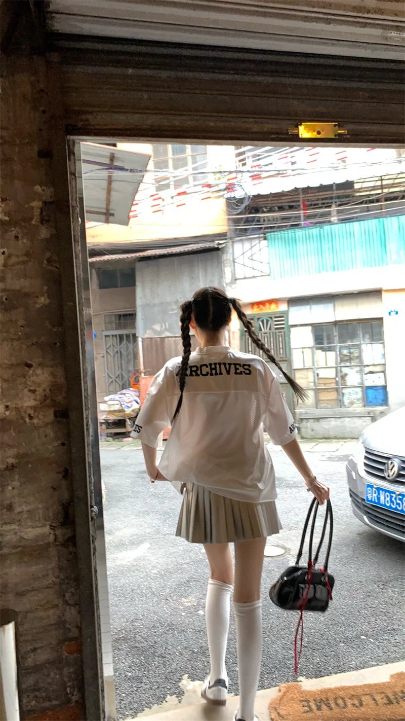 ADAgirl Y2k Sports Women's Oversize T-shirts Hip Hop Number Graphic Short Sleeve Tops Silvery Quick Drying Casual Basketball Tee