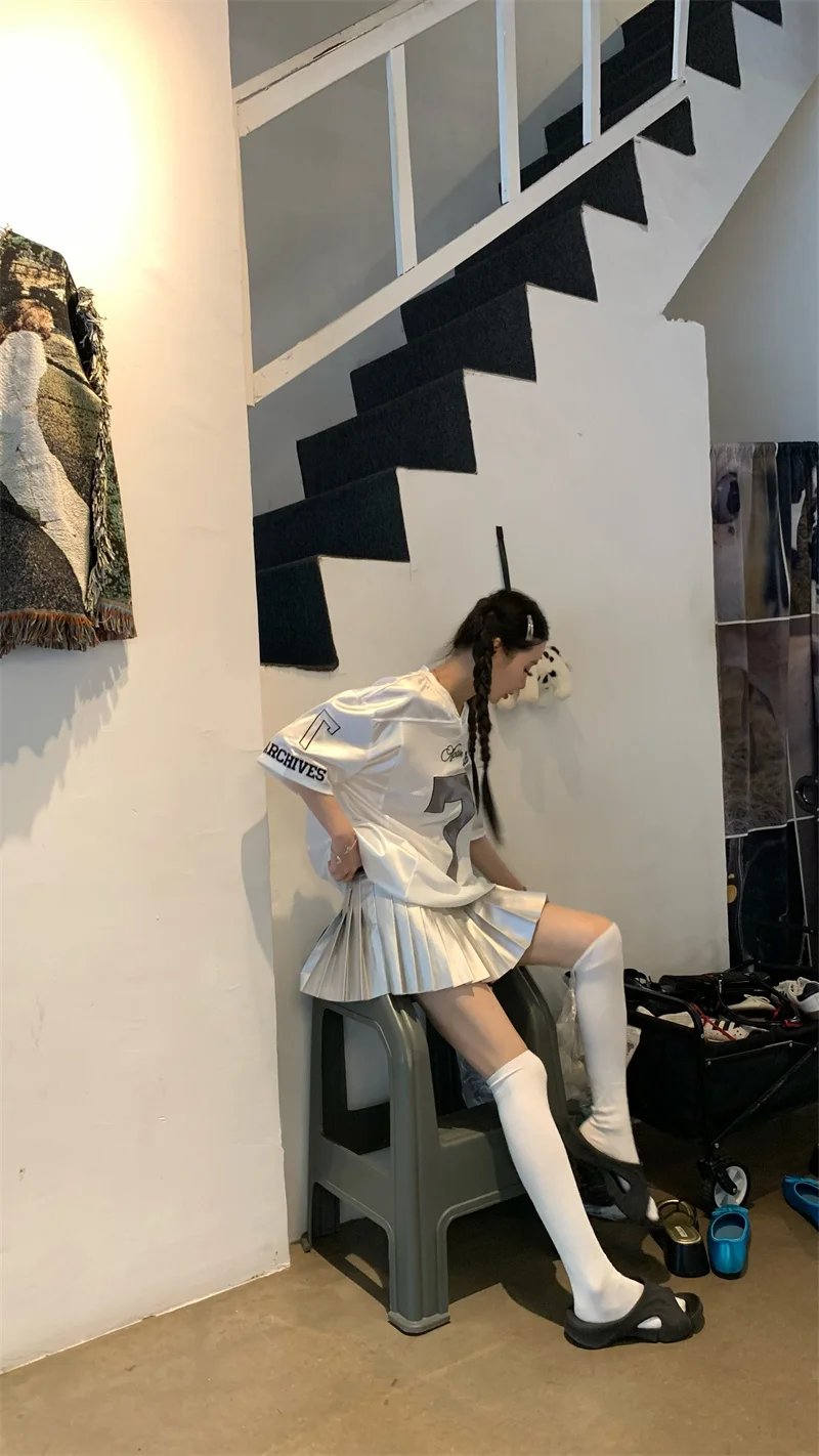 ADAgirl Y2k Sports Women's Oversize T-shirts Hip Hop Number Graphic Short Sleeve Tops Silvery Quick Drying Casual Basketball Tee