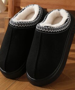 Home Soft Plush Slippers Women Winter Thick Bottom Non-Slip Home Cotton Shoes Woman Slides Plus Size 45 Warm Couple Slippers