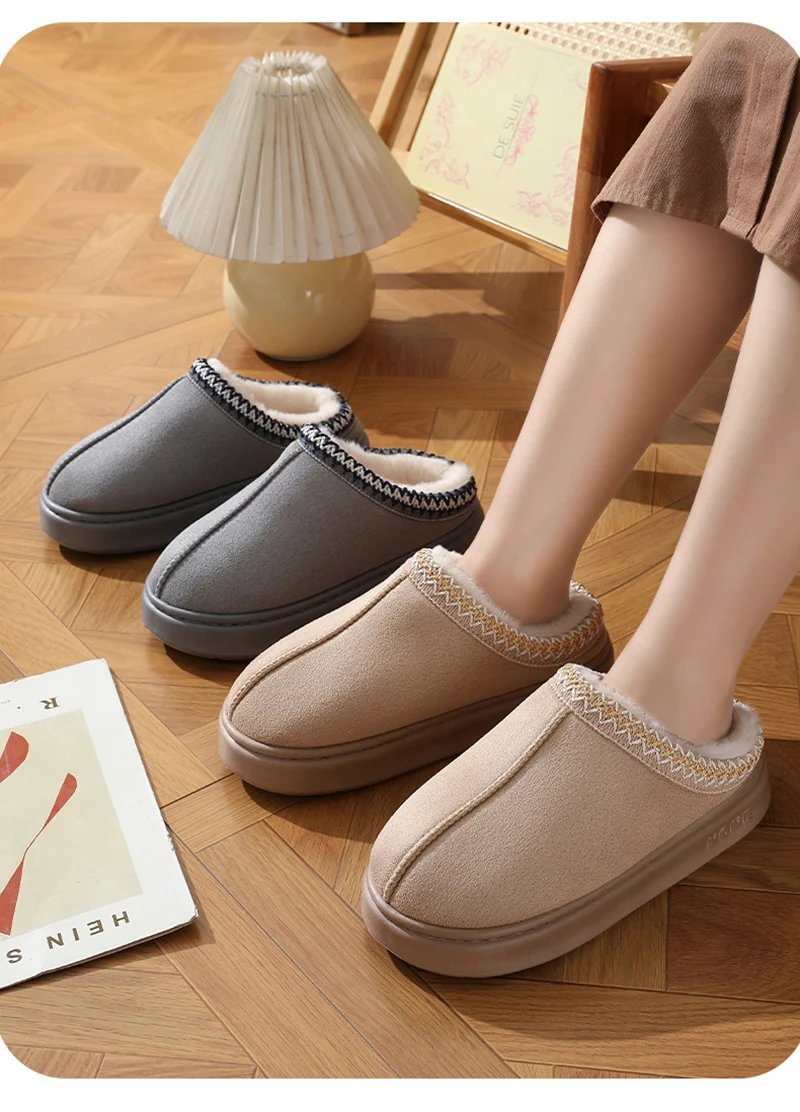 Home Soft Plush Slippers Women Winter Thick Bottom Non-Slip Home Cotton Shoes Woman Slides Plus Size 45 Warm Couple Slippers Home Soft Plush Slippers Women Winter Thick Bottom Non-Slip Home Cotton Shoes Woman Slides Plus Size 45 Warm Couple Slippers