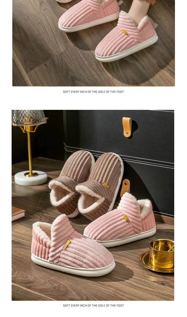 Shevalues Winter Men Slippers Short Plush Men Cotton Boots Indoor Fluffy House Fur Slippers Men Casual Soft Fur Furry Men Shoes