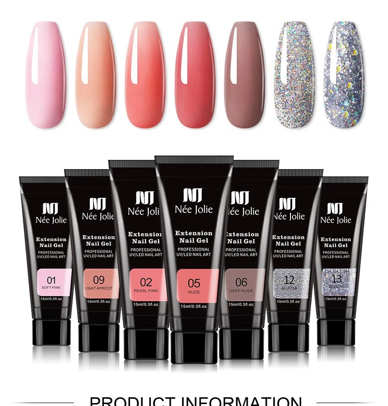 Nail Gel Set with 90W 45PCS UV LED Lamp Dryer Quick Extension Gel Kit All for Manicure Acrylic Building Polygels for Nail Design