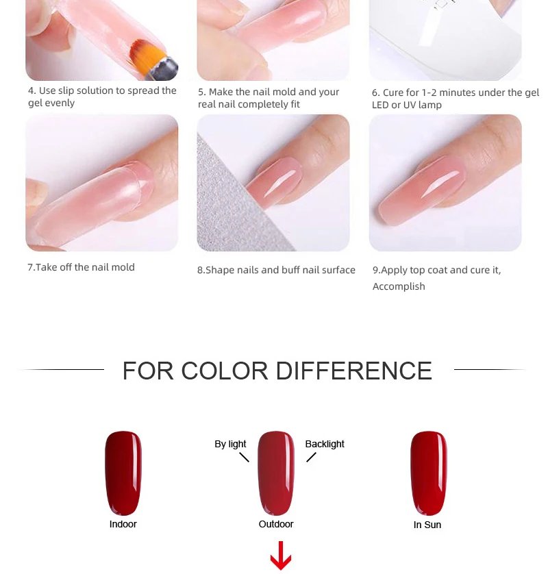 Nail Gel Set with 90W 45PCS UV LED Lamp Dryer Quick Extension Gel Kit All for Manicure Acrylic Building Polygels for Nail Design