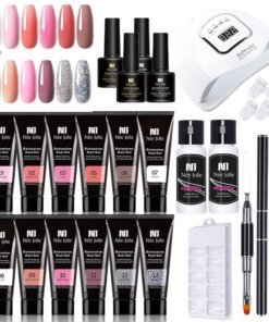 Nail Gel Set with 90W 45PCS UV LED Lamp Dryer Quick Extension Gel Kit All for Manicure Acrylic Building Polygels for Nail Design