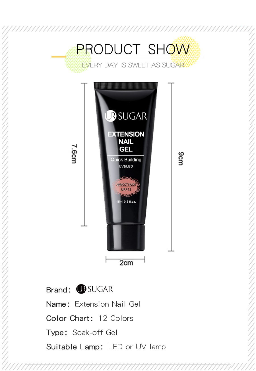 UR SUGAR 15ml Extension Nail Gel Polish Camouflage Nude Pink Semi Permanent UV Hard Gel Nails Finger Prolong Acrylic Varnish