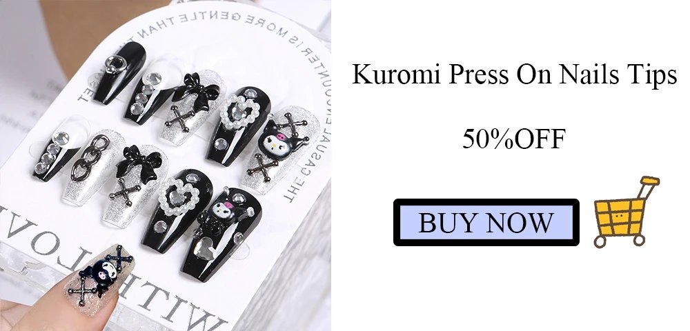 24Pcs Sanrio Blue Cinnamoroll Fake Nails Cute Anime Cartoon Kuromi My Melody press on False nails Fashion Nail Patches for Girls