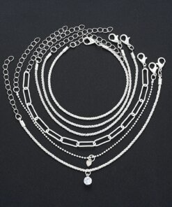 Alternative view of New Fashion 6 Pcs Gold Color Bracelets Set for Women Vintage Punk Shining Zircon Heart Cuban Link Bracelet Simple Jewelry Gifts