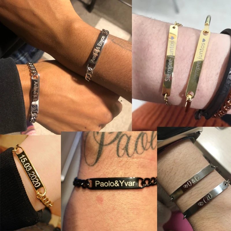 Nextvance New Custom Name Bracelets Stainless Steel Engrave Date Bracelet Personalized Bangles Women Men ID Memory Jewelry Gift