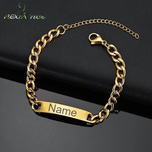 Nextvance New Custom Name Bracelets Stainless Steel Engrave Date Bracelet Personalized Bangles Women Men ID Memory Jewelry Gift