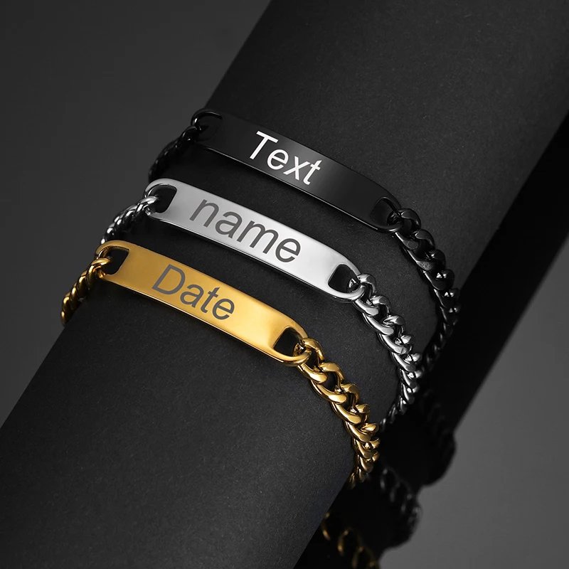 Nextvance New Custom Name Bracelets Stainless Steel Engrave Date Bracelet Personalized Bangles Women Men ID Memory Jewelry Gift