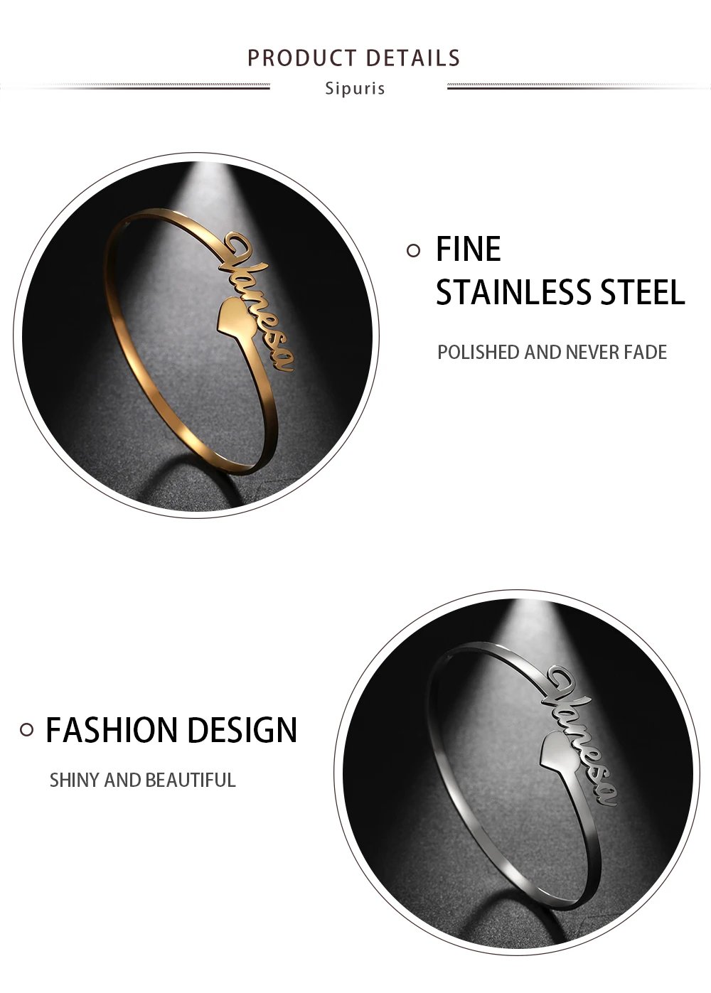 Sipuris Hot Fashion Custom Name Bracelet for Women Stainless Steel Personalized Bracelet Jewelry Bangle Femme Customized Gifts Sipuris Hot Fashion Custom Name Bracelet for Women Stainless Steel Personalized Bracelet Jewelry Bangle Femme Customized Gifts