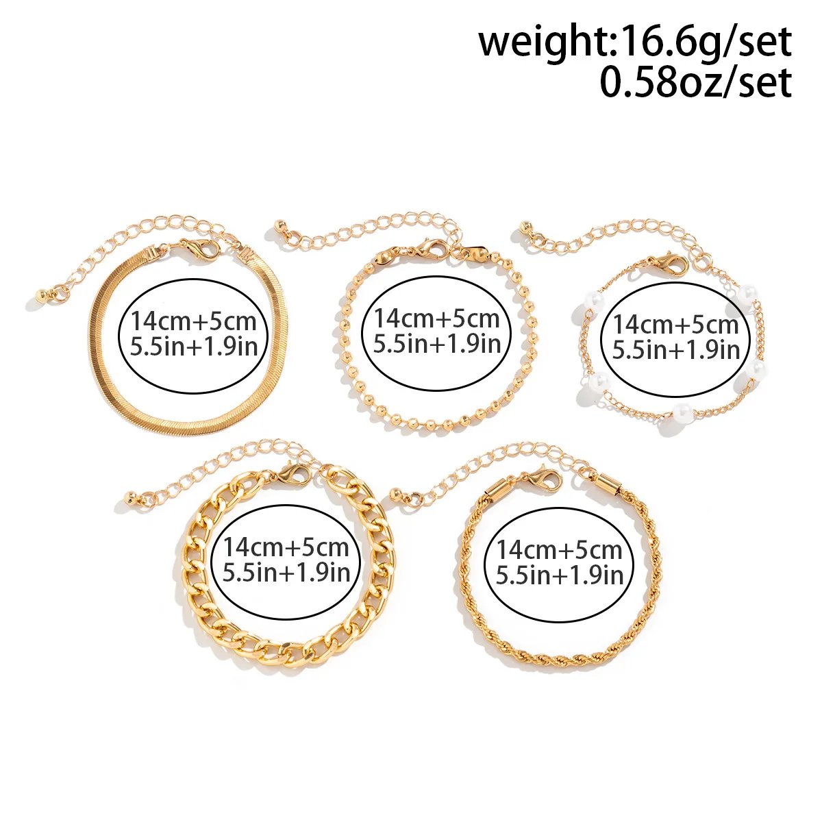 4pcs Set Imitation Pearl Chain Beaded Bracelet for Women New Temperament Gold Color Stainless Steel Bangle Jewelry Accessories 4pcs Set Imitation Pearl Chain Beaded Bracelet for Women New Temperament Gold Color Stainless Steel Bangle Jewelry Accessories