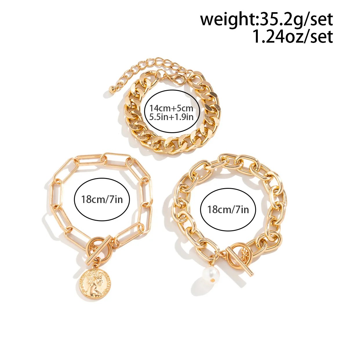 4pcs Set Imitation Pearl Chain Beaded Bracelet for Women New Temperament Gold Color Stainless Steel Bangle Jewelry Accessories 4pcs Set Imitation Pearl Chain Beaded Bracelet for Women New Temperament Gold Color Stainless Steel Bangle Jewelry Accessories