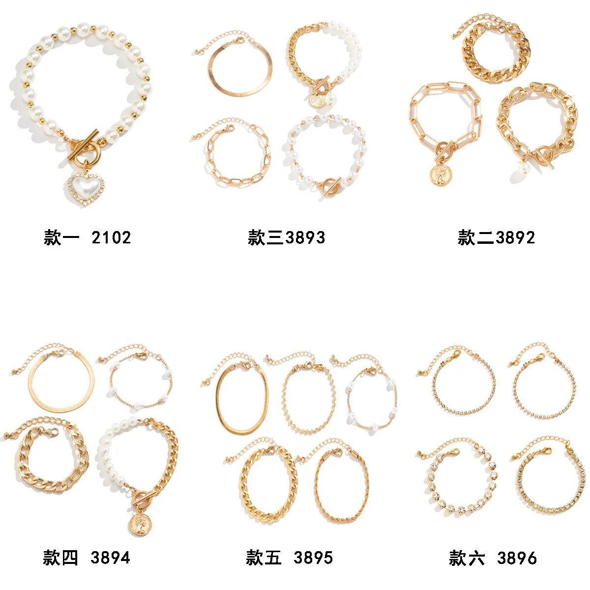 4pcs Set Imitation Pearl Chain Beaded Bracelet for Women New Temperament Gold Color Stainless Steel Bangle Jewelry Accessories 4pcs Set Imitation Pearl Chain Beaded Bracelet for Women New Temperament Gold Color Stainless Steel Bangle Jewelry Accessories