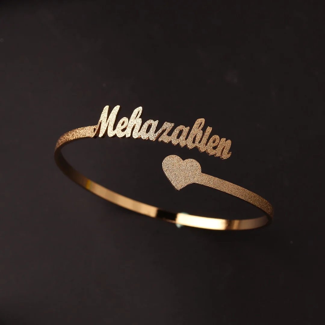 Personalized Custom Name Bracelet Crown Heart Fashion Bangle Stainless Steel Gold Color Bracelet for Women Jewelry Birthday Gift