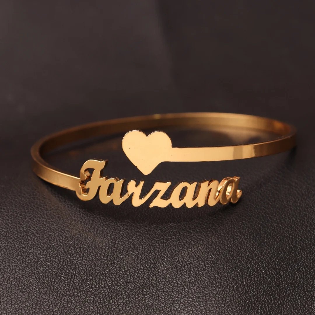 Personalized Custom Name Bracelet Crown Heart Fashion Bangle Stainless Steel Gold Color Bracelet for Women Jewelry Birthday Gift