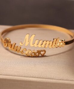 Alternative view of Personalized Custom Name Bracelet Crown Heart Fashion Bangle Stainless Steel Gold Color Bracelet for Women Jewelry Birthday Gift
