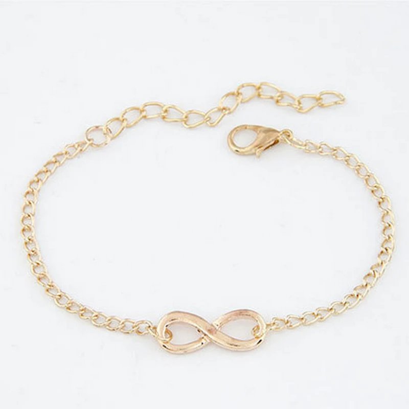 Simple Golden Silver Color Infinity Bracelet for Women Number 8 Charms Bracelets Bangles Fashion Unusual Party Jewelry Gift