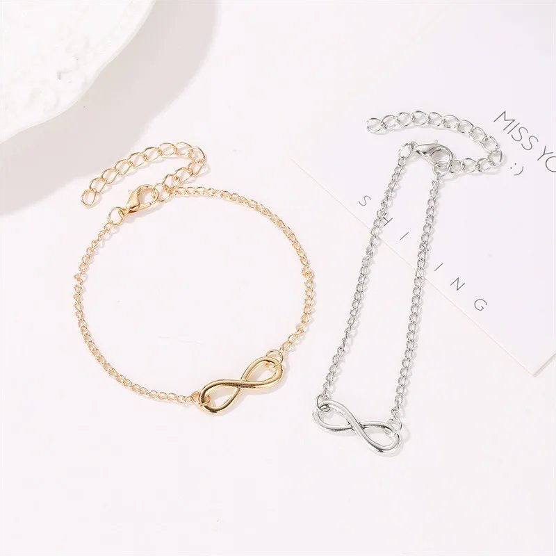Simple Golden Silver Color Infinity Bracelet for Women Number 8 Charms Bracelets Bangles Fashion Unusual Party Jewelry Gift