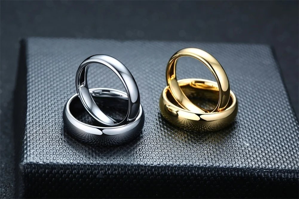 Vnox Anti Scratch Tungsten Wedding Rings for Women Men Simple Classic Wedding Bands for Couples Basic Jewelry
