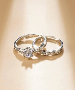 Alternative view of Couple Rings Adjustable Wedding Jewelry For Women Men Romantic Promise Wedding Anniversary Jewelry Gift