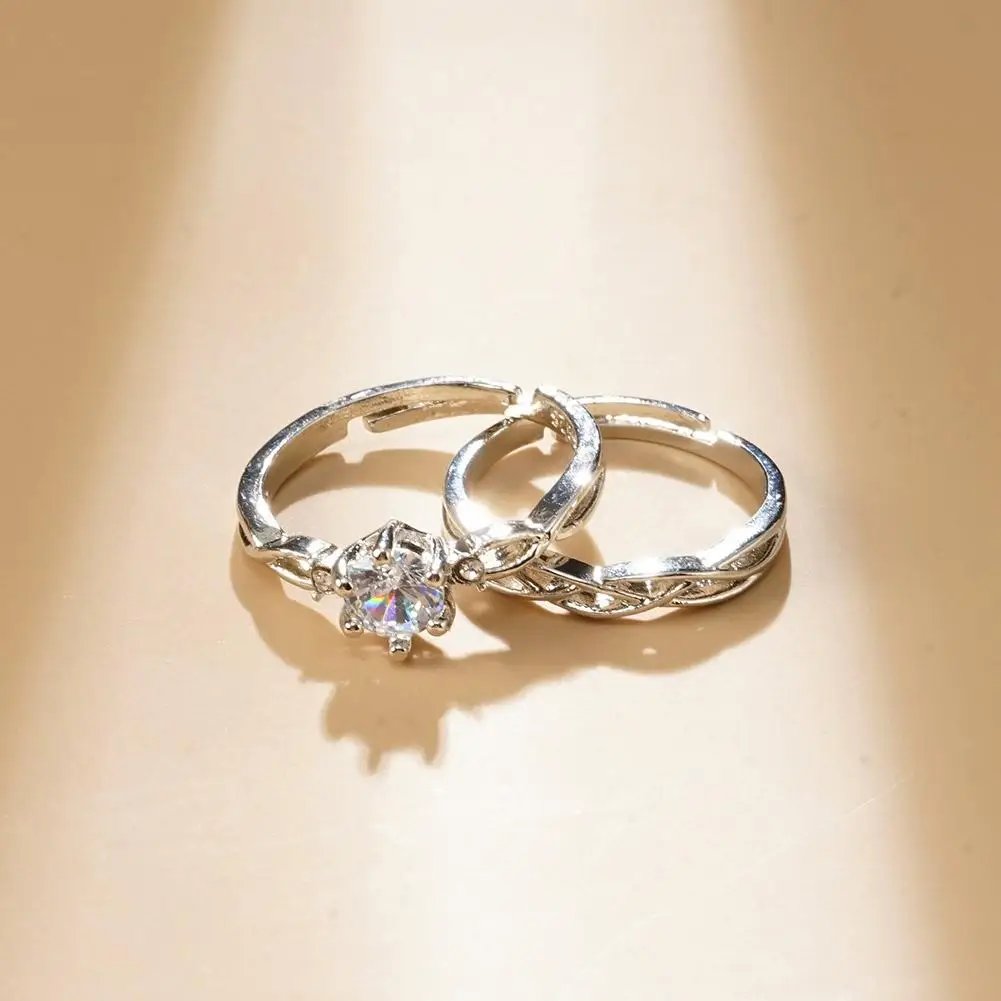 Couple Rings Adjustable Wedding Jewelry For Women Men Romantic Promise Wedding Anniversary Jewelry Gift Couple Rings Adjustable Wedding Jewelry For Women Men Romantic Promise Wedding Anniversary Jewelry Gift
