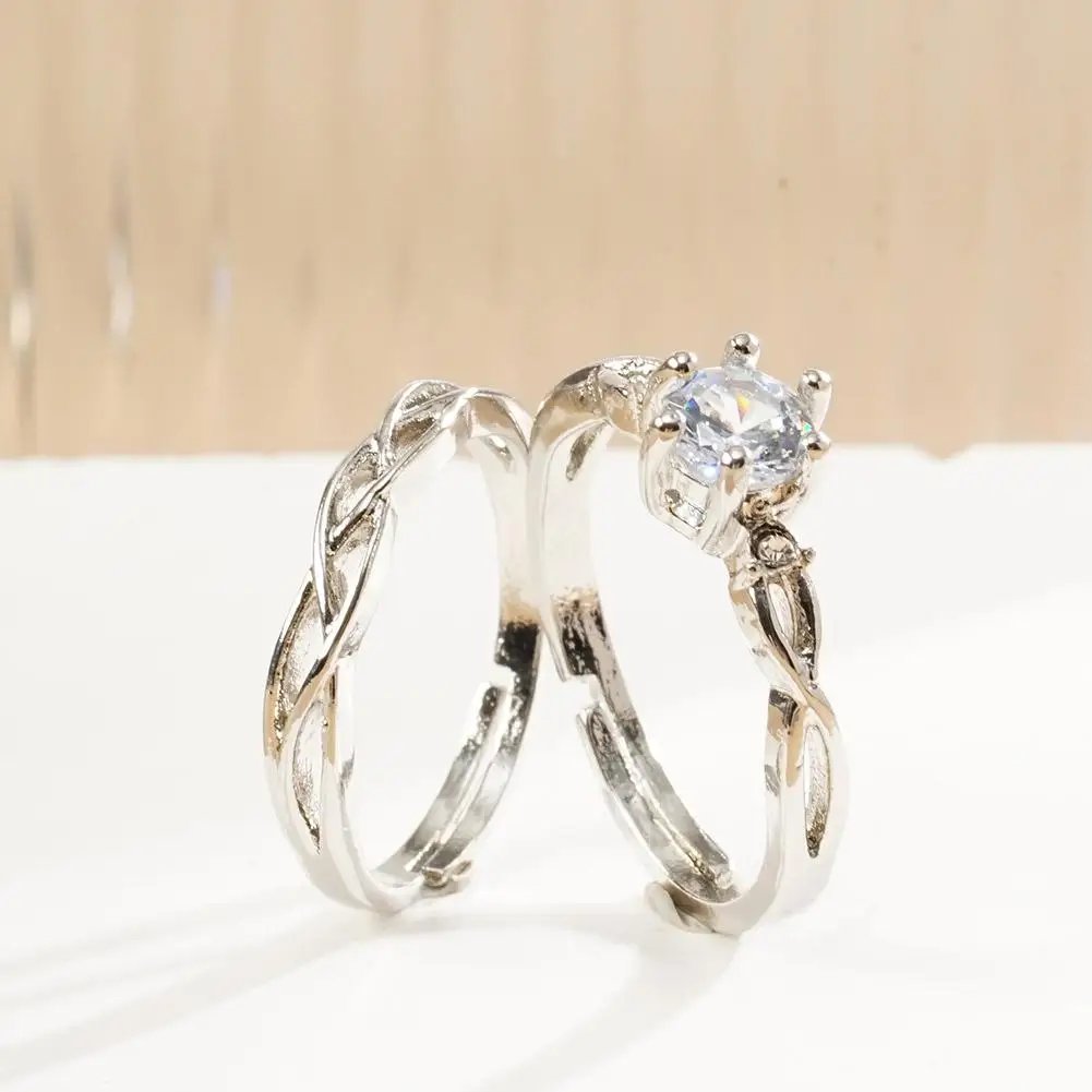 Couple Rings Adjustable Wedding Jewelry For Women Men Romantic Promise Wedding Anniversary Jewelry Gift Couple Rings Adjustable Wedding Jewelry For Women Men Romantic Promise Wedding Anniversary Jewelry Gift