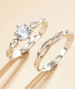 Couple Rings Adjustable Wedding Jewelry For Women Men Romantic Promise Wedding Anniversary Jewelry Gift