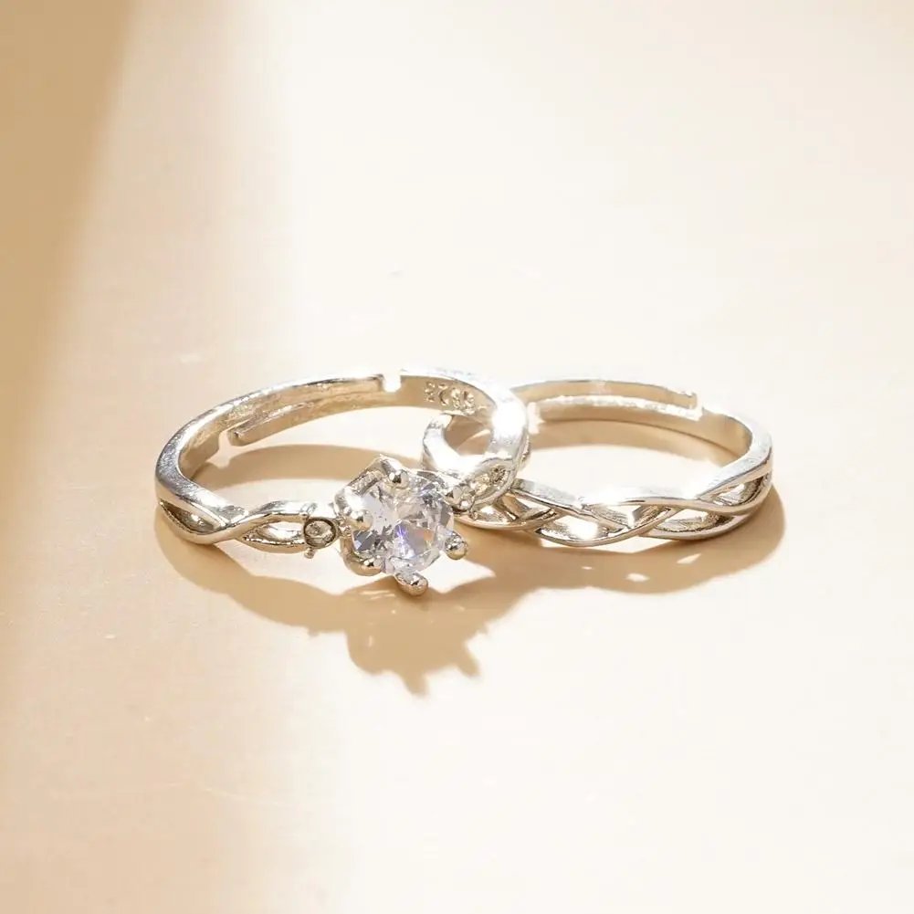 Couple Rings Adjustable Wedding Jewelry For Women Men Romantic Promise Wedding Anniversary Jewelry Gift Couple Rings Adjustable Wedding Jewelry For Women Men Romantic Promise Wedding Anniversary Jewelry Gift