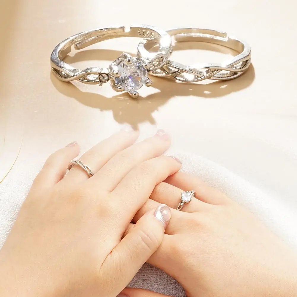 Couple Rings Adjustable Wedding Jewelry For Women Men Romantic Promise Wedding Anniversary Jewelry Gift Couple Rings Adjustable Wedding Jewelry For Women Men Romantic Promise Wedding Anniversary Jewelry Gift